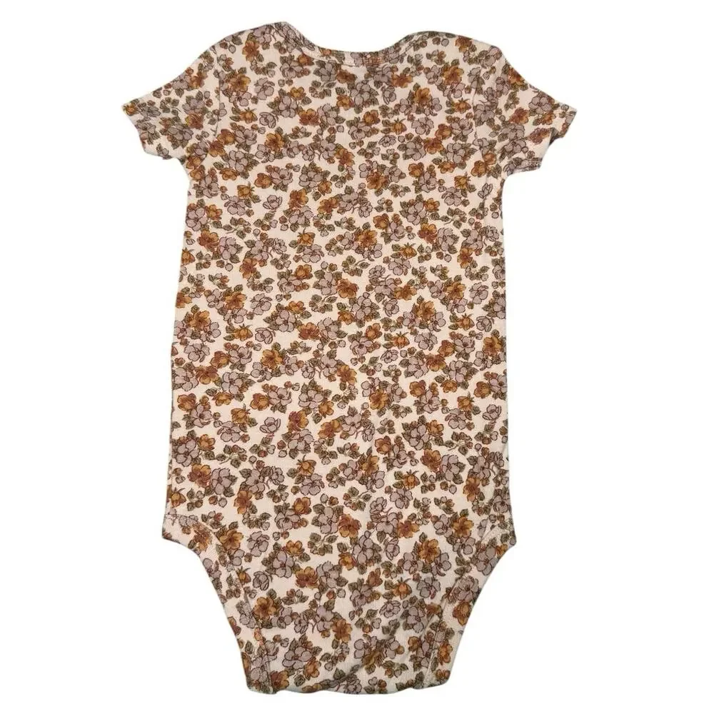 Carter's Bodysuit Matching Outfit Baby Girl Flowers Brown 9 Months